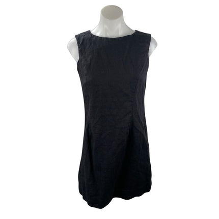 Coldwater Creek Women's Black Linen Sleeveless Tank Mini Shift Dress Size S