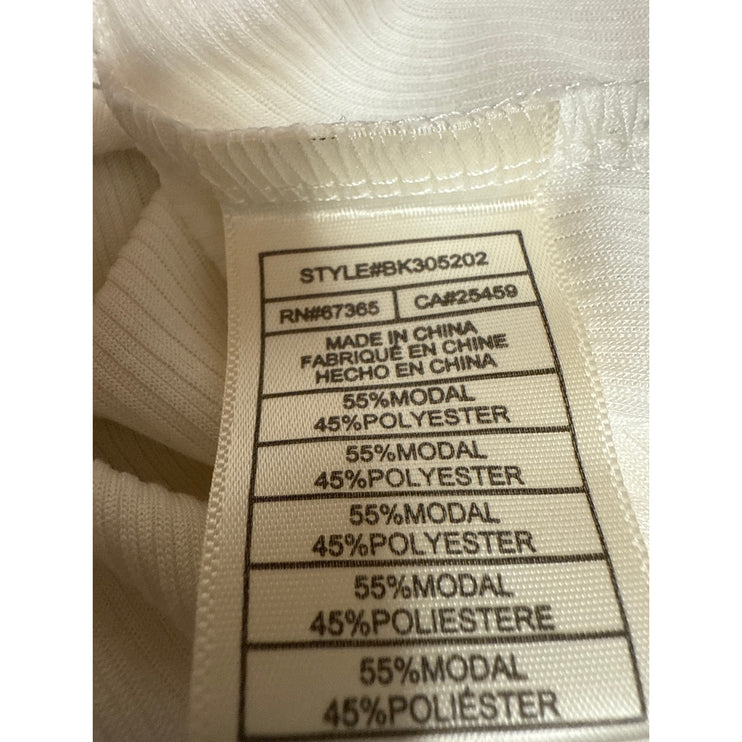 Steve Madden BB Dakota Women's White Rib Knit Long Sleeve Crop Shirt Top Size S