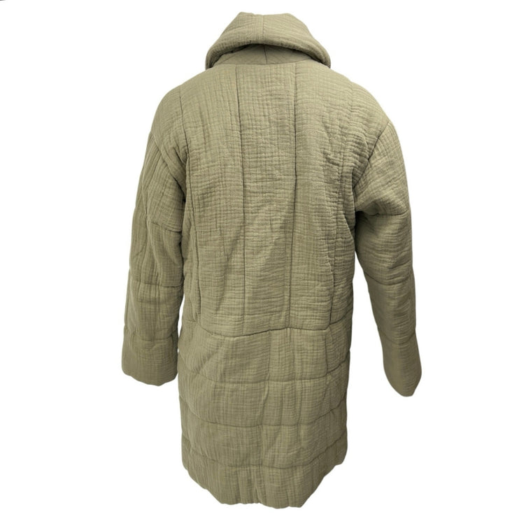 Madewell Dumont Lightspun Khaki Button Pockets Quilted Blazer Coat Jacket Sz XS