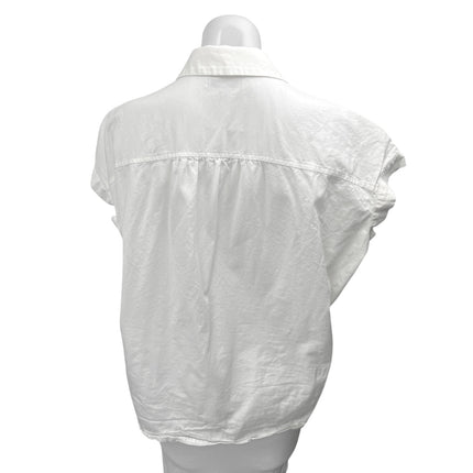Madewell Women's White Short Sleeve Collared Casual Button Down Shirt Top Size S