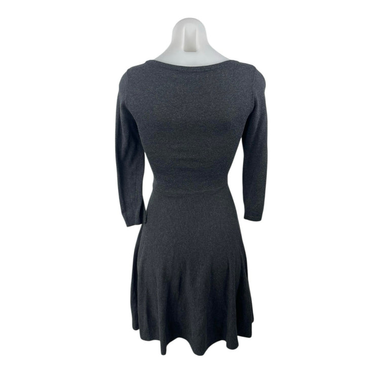 French Connection Women's Gray 3/4 Sleeve Knit Mini A-Line Sweater Dress Size 8