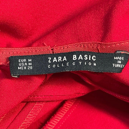 Zara Basic Women's Red Off Shouder Short Sleeve Slit Mini Bodycon Sheath Dress M