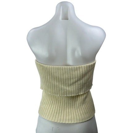 NEW Emory Park Cream Strapless Bandeau Ribbed Knit Layered Sweater Top Size L