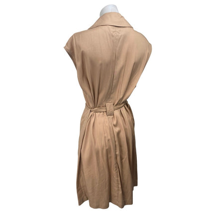 Zara Tan Khaki Drop Shoulder Tie Waist Notch Collar Vest Coat Mini Dress Size M