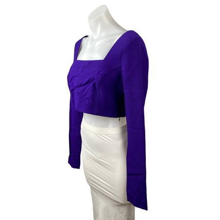Zara Women's Purple Indigo Long Sleeve Square Neck Backless Crop Top Size M