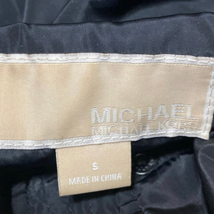 Michael Kors Women's Black Full Zip Drawstring Hoodie Hooded Rain Coat Jacket S