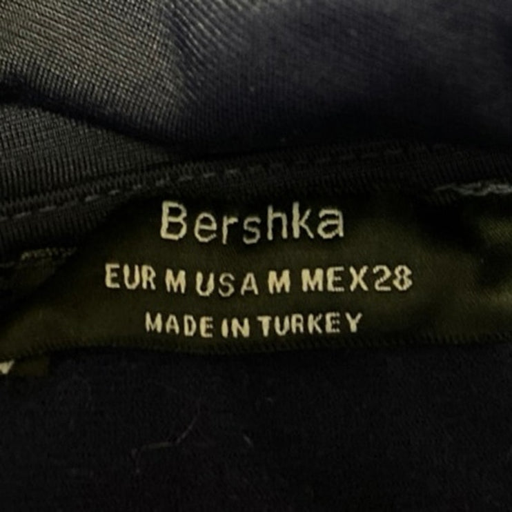 Bershka Women's Blue Button Long Sleeve Zip Up Activewear Bomber Jacket Top M