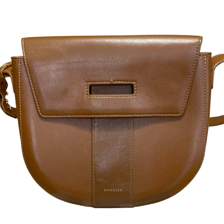 Wandler Miles Brown Leather Minimalist Rounded Shoulder Crossbody Handbag OS