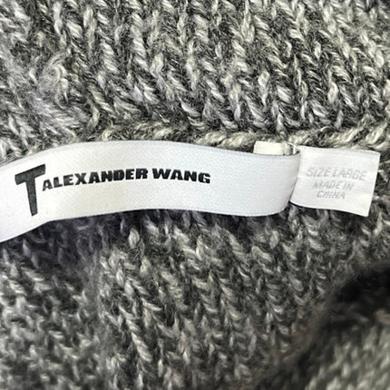 Alexander Wang Gray Wool Knitted Hoodie Hooded Oversized Pullover Sweater Top L