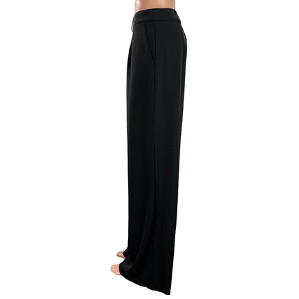 Princess Polly Women's Black High Rise Pleated Wide Leg Baggy Trousers Pants 12