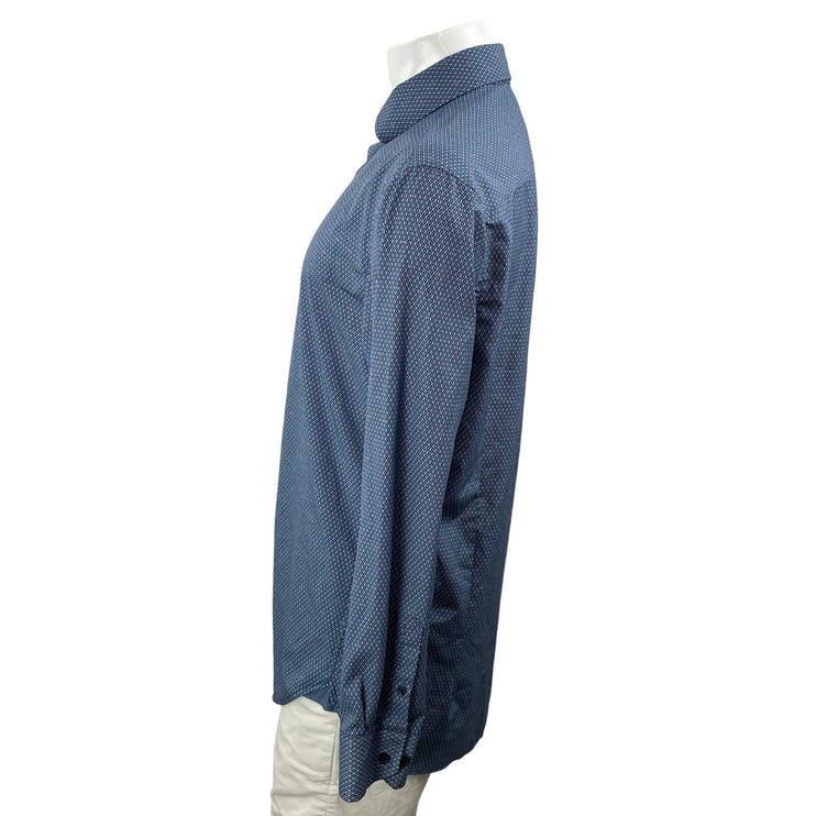 WRK Work Rest Karma Men Blue Argyle Long Sleeve Button Down Dress Shirt Top 16.5