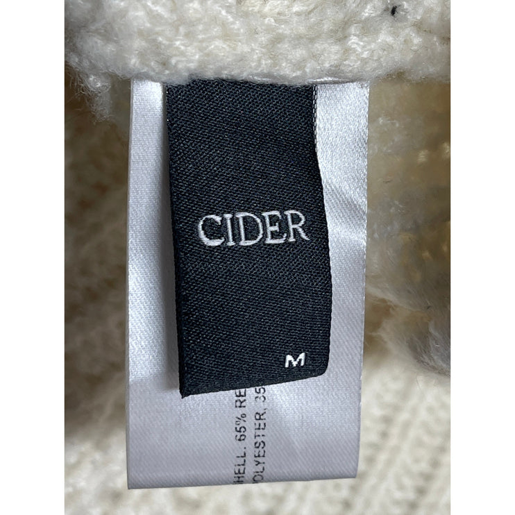 Cider Strawberry Women's Cream Chunky Knit Round Neck Long Sleeve Crop Sweater M