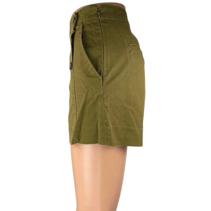 Banana Republic Women's Green Mid Rise Button Fly Mini Khaki Chino Shorts Size 2