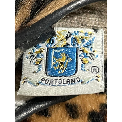 Portolano Women's Black 100% Leather Cashmere Leopard Faux Fur Gloves OS