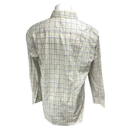 Paul Stuart Men's White Multicolor Plaid Long Sleeve Button Down Pocket Shirt XL