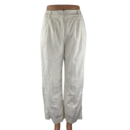 Abercrombie & Fitch White Linen Pleated Palazzo Wide Leg Trousers Dress Pants XS