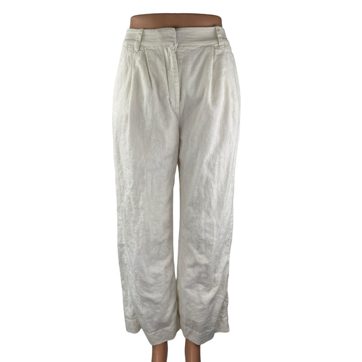 Abercrombie & Fitch White Linen Pleated Palazzo Wide Leg Trousers Dress Pants XS