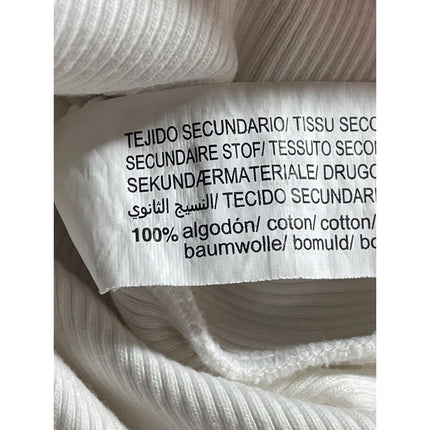 Zara Womens White Ruffle Ribbed Knit Scoop Neck Blouse Thong Bodysuit Top Size S