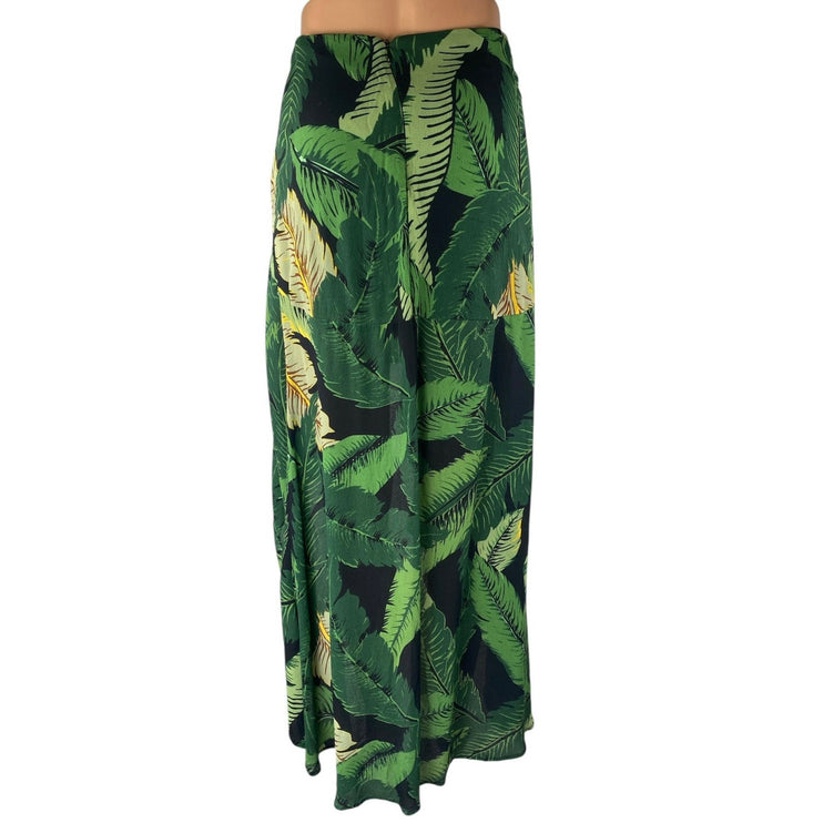 Beach Riot Rachel Green Leaf Print Floral High Low High Waisted Slip Skirt Sz L