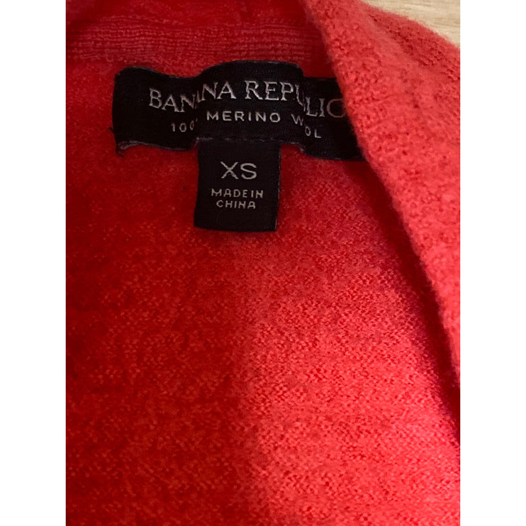 Banana Republic Red Long Sleeve Tie V Neck Cropped Wrap Blouse Top Size XS
