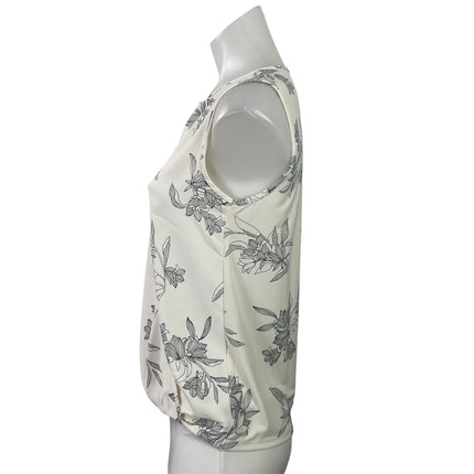 Ann Taylor Womens White Black Floral Sleeveless Faux Wrap Tank Blouse Top Sz XSP