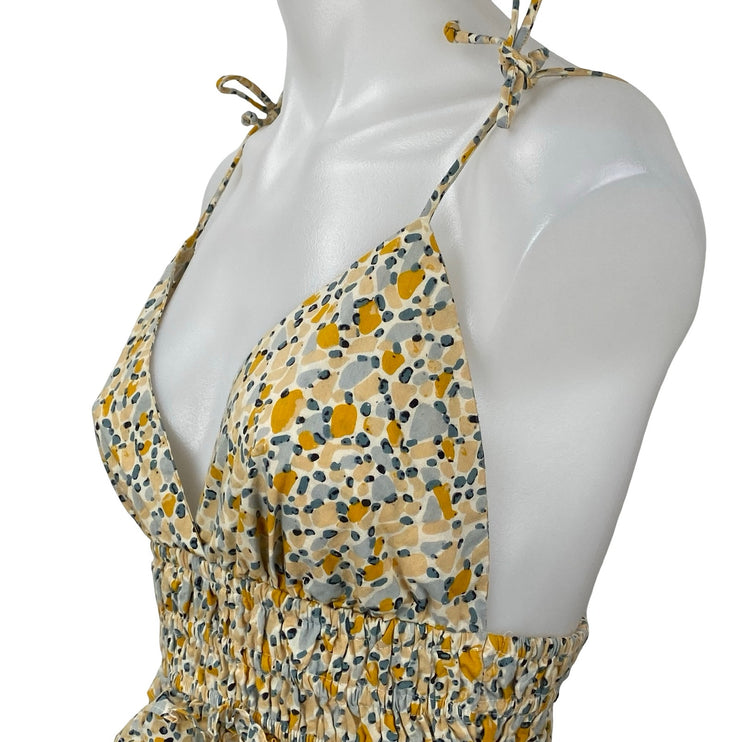 Sim & Sam Babydoll Floral V-Neck Sleeveless Smocked Crop Peplum Cami Tank Top S