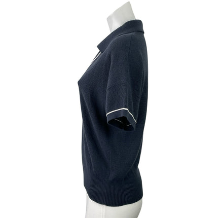 RHONE Women's Gray Blue Short Sleeves Knit Collared Polo Sweater Shirt Top Sz SP