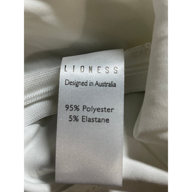 NEW Lioness Women's White Silk Satin Sleeveless Cowl Neck Cami Tank Crop Top L