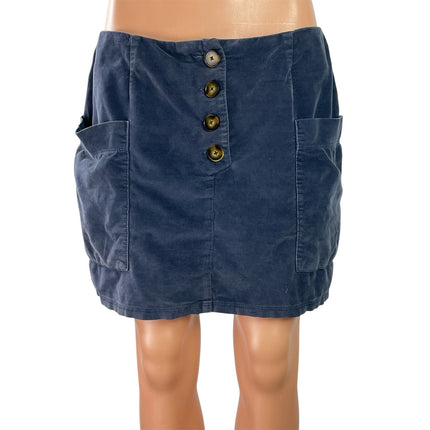 Urban Outfitters Women's Navy Blue Button High Waist Cargo Straight Mini Skirt M