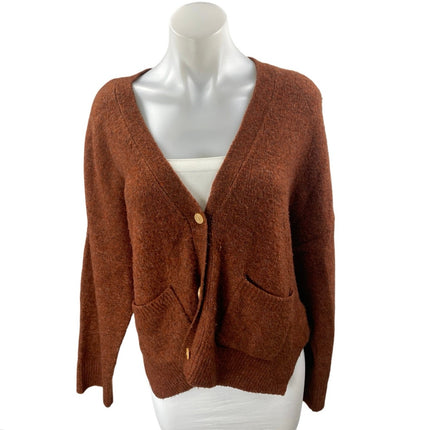 Abercrombie & Fitch Women's Brown Wool Button Long Sleeve cardigan Sweater Sz L