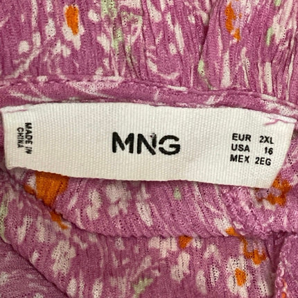 MNG Mango Pink Floral Off The Shoulder Ruffle Pleated A Line Maxi Dress Size 16
