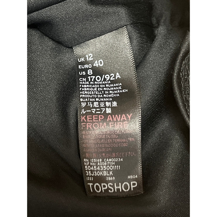 Topshop Tinsel Women's Black Metallic Sleeveless Mini Tuxedo Wrap Dress Size 8