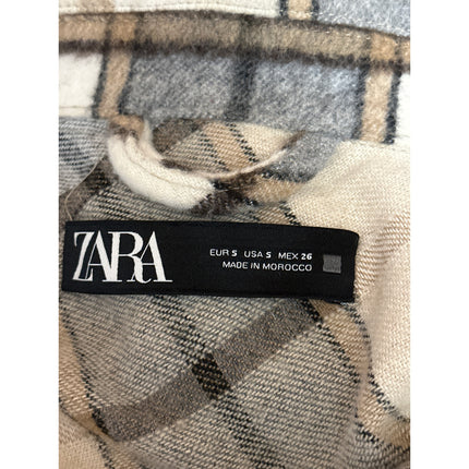 Zara Multicolor Plaid Wool Long Sleeve Button Up Shacket Shirt Jacket Size S
