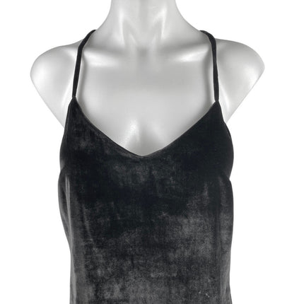 Madewell Black Velvet Velour Sleeveless Cami Camisole Mini Slip Tank Dress Sz 0