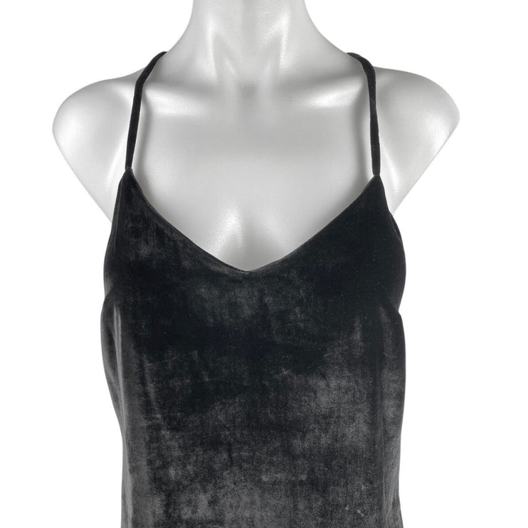 Madewell Black Velvet Velour Sleeveless Cami Camisole Mini Slip Tank Dress Sz 0