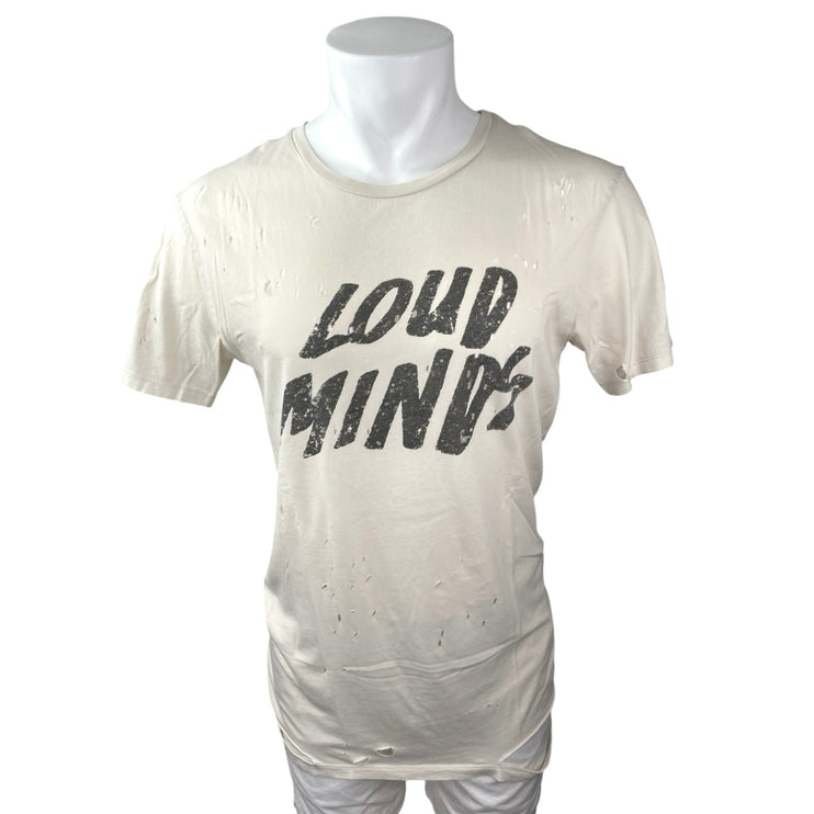 Zara Men's Beige Loud Minds Graphic Print Short Sleeve T Shirt Tee Top Size S