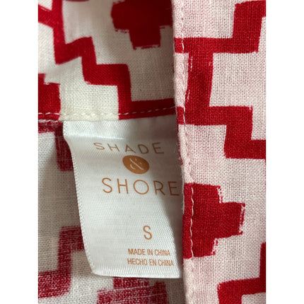 Shade & Shore Red Geometric Ikat Button Up Top Wide Leg Short Pajama Set Size S