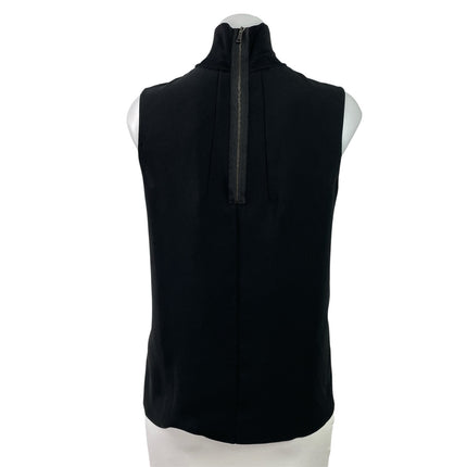 VINCE Women's Black Sleeveless Turtleneck Pleated Sweater Vest Tank Top Size XS