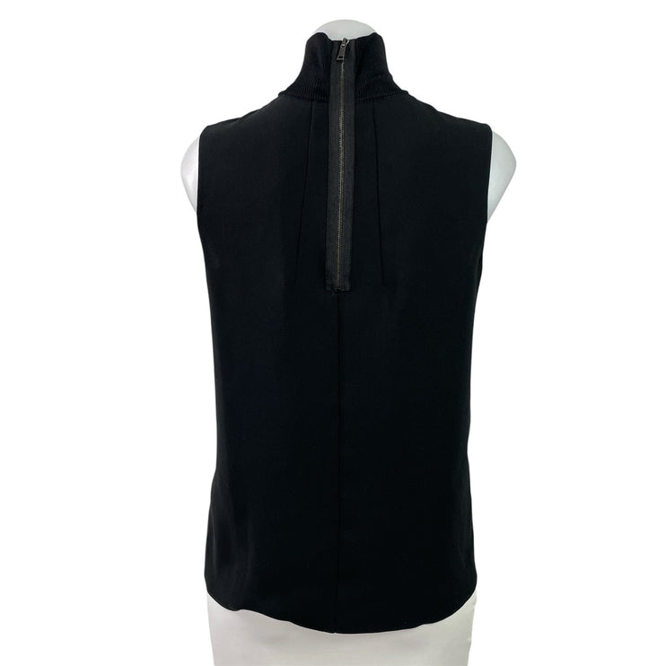 VINCE Women's Black Sleeveless Turtleneck Pleated Sweater Vest Tank Top Size XS