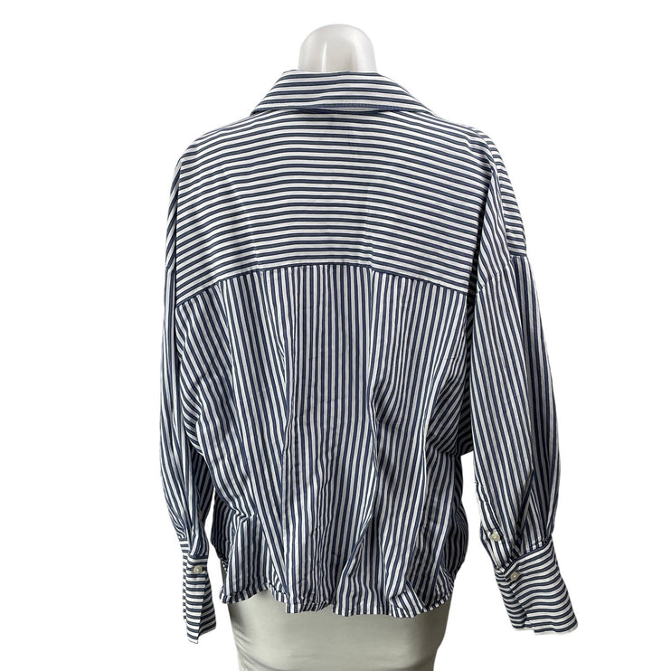 Abercrombie & Fitch Blue White Long Sleeves Striped Button Down Shirt Top Size L