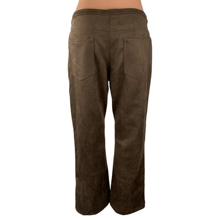 NEW Lioness Womens Brown Pleated Mid Rise Flare Bootcut Trousers Pants Size M