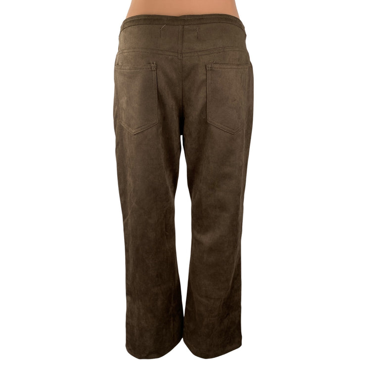 NEW Lioness Womens Brown Pleated Mid Rise Flare Bootcut Trousers Pants Size M