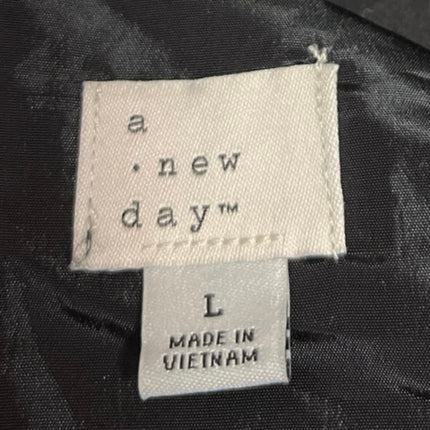 A New Day Black Silk Satin Sleeveless Peplum Ruffle Cami Crop Blouse Tank Top L