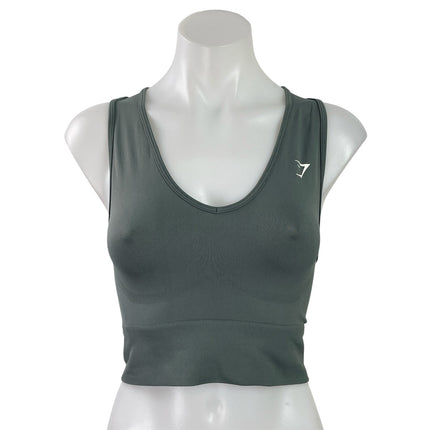 Gymshark Everyday Green Seamless Sleeveless Active Sports Bra Crop Tank Top Sz S