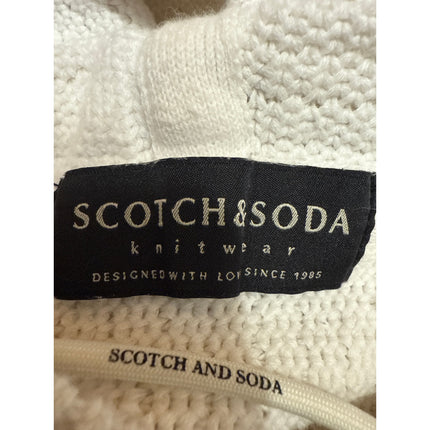 Scotch & Soda Men's White Waffle Knit Long Sleeve Hooded Hoodie Sweater Top Sz S