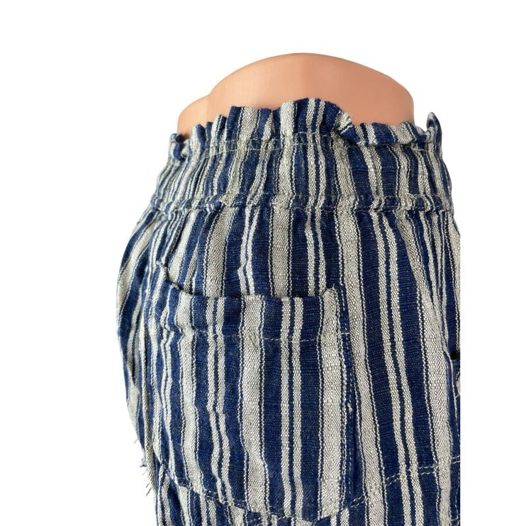 Urban Outfitters BDG Frankie Blue Striped Raw Frayed Hem Micro Paperbag Shorts M