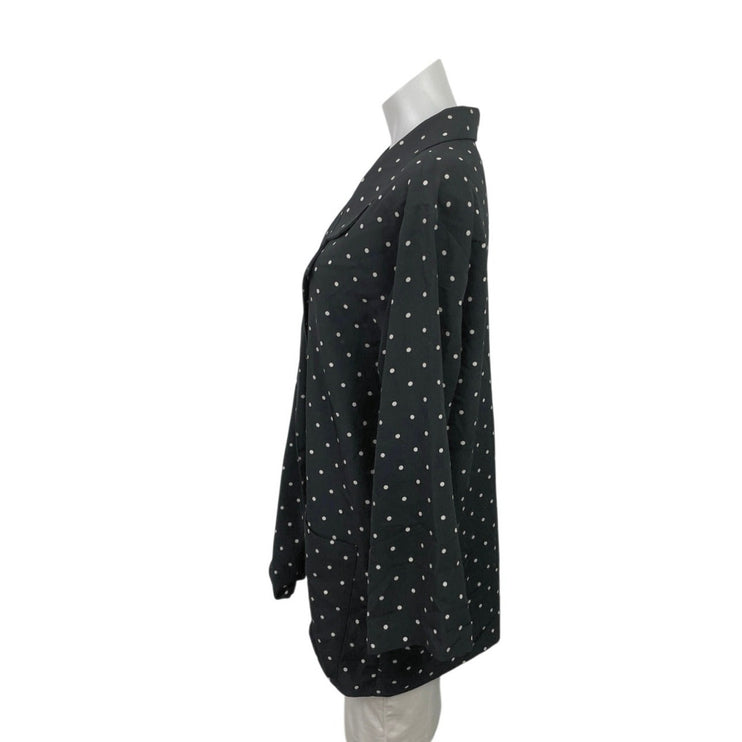 Monki Women's Black Polka Dots Notch Lapel Pocket Blazer Coat Jacket Size M