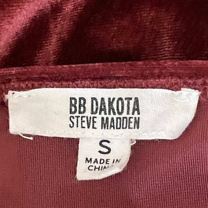 Steve Madden BB Dakota Red Velvet Velour Long Sleeve Ruched Blouse Top Size S