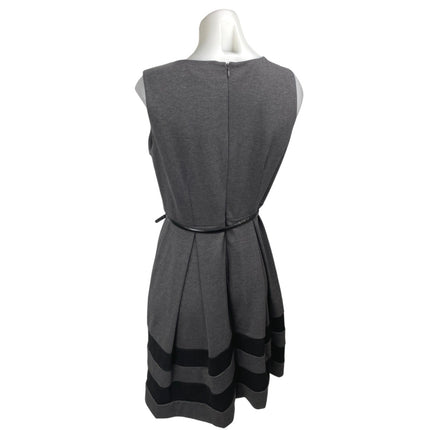 Calvin Klein Gray Sleeveless Belted Zip Mini A-Line Fit & Flare Dress Size 10P