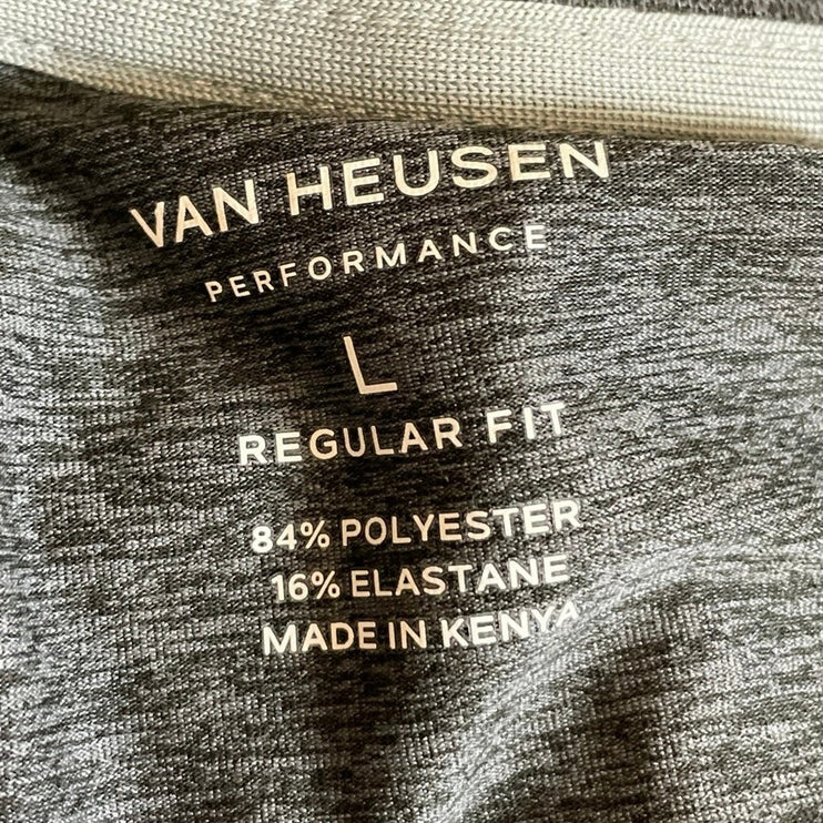 Van Heusen Performance Black Heather Long Sleeve Golf Sweatshirt Top Size L